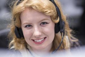 female call centre operator doing her job photo