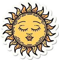 pegatina de tatuaje al estilo tradicional de un sol vector