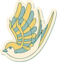 sticker of tattoo in traditional style of a swallow vector