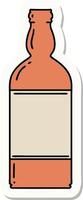 sticker of tattoo in traditional style of a bottle vector