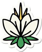 sticker of tattoo in traditional style of a water lily vector