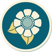 sticker of tattoo in traditional style of a flower vector