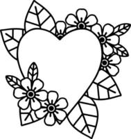 tattoo in black line style of a botanical heart vector