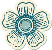 iconic distressed sticker tattoo style image of a flower vector