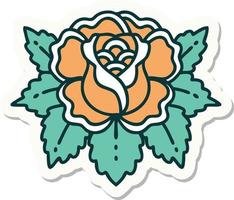 sticker of tattoo in traditional style of a rose vector