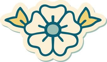 sticker of tattoo in traditional style of a flower vector