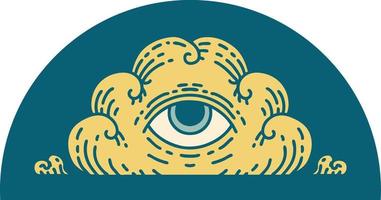 iconic tattoo style image of an all seeing eye cloud vector