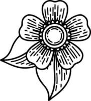 tattoo in black line style of a flower vector