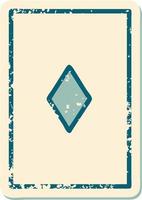 iconic distressed sticker tattoo style image of the ace of diamonds vector