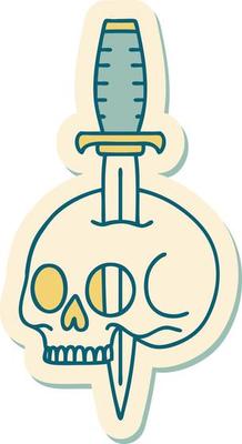 sticker of tattoo in traditional style of a skull
