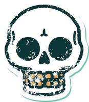 iconic distressed sticker tattoo style image of a skull vector