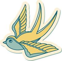 sticker of tattoo in traditional style of a swallow vector