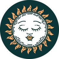 iconic tattoo style image of a sun vector