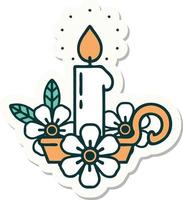 sticker of tattoo in traditional style of a candle holder vector