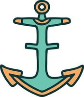 iconic tattoo style image of an anchor vector