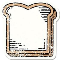 distressed sticker tattoo in traditional style of a slice of bread vector