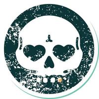 iconic distressed sticker tattoo style image of a skull vector