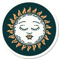 sticker of tattoo in traditional style of a sun vector