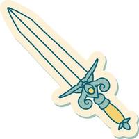 sticker of tattoo in traditional style of a dagger vector