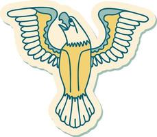 sticker of tattoo in traditional style of an american eagle vector