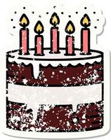 distressed sticker tattoo in traditional style of a birthday cake vector