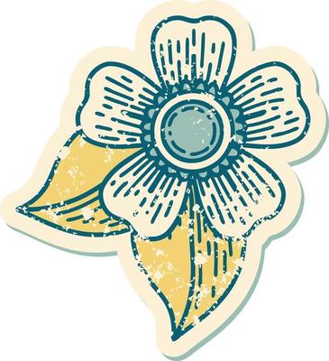 iconic distressed sticker tattoo style image of a flower