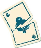 iconic distressed sticker tattoo style image of a torn card vector