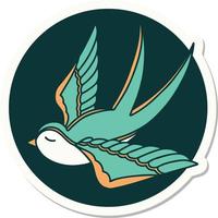 sticker of tattoo in traditional style of a swallow vector