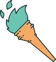 iconic tattoo style image of a lit torch vector