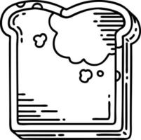 tattoo in black line style of a mouldy bread vector