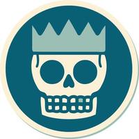 sticker of tattoo in traditional style of a skull and crown vector