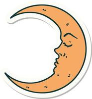 sticker of tattoo in traditional style of a crescent moon vector