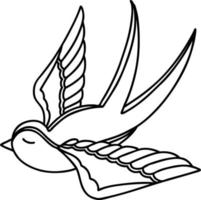 tattoo in black line style of a swallow vector