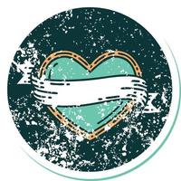 iconic distressed sticker tattoo style image of a heart and banner vector