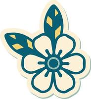 sticker of tattoo in traditional style of a flower vector