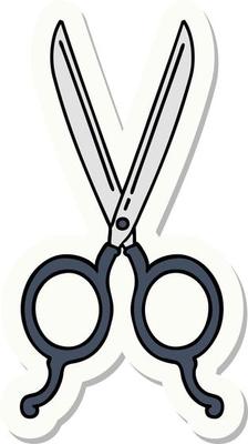 sticker of tattoo in traditional style of barber scissors