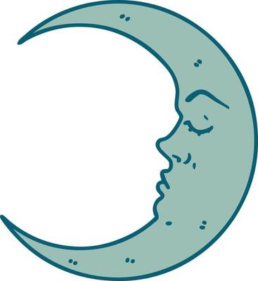 iconic tattoo style image of a crescent moon