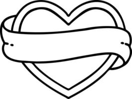 tattoo in black line style of a heart and banner vector