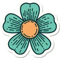 sticker of tattoo in traditional style of a flower vector