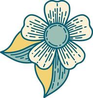 iconic tattoo style image of a flower vector