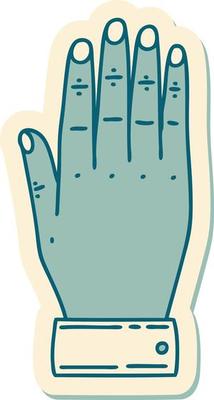 sticker of tattoo in traditional style of a hand