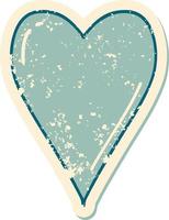 iconic distressed sticker tattoo style image of a heart vector