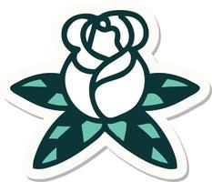 sticker of tattoo in traditional style of a single rose vector