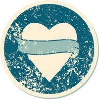 iconic distressed sticker tattoo style image of a heart and banner vector