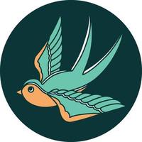 iconic tattoo style image of a swallow vector