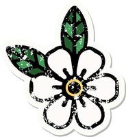 distressed sticker tattoo in traditional style of a flower vector