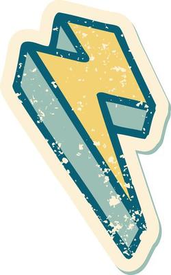 iconic distressed sticker tattoo style image of lighting bolt