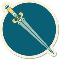 sticker of tattoo in traditional style of a dagger vector