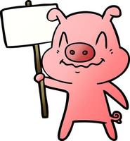 nervous cartoon pig vector
