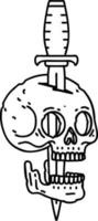 tattoo in black line style of a skull vector